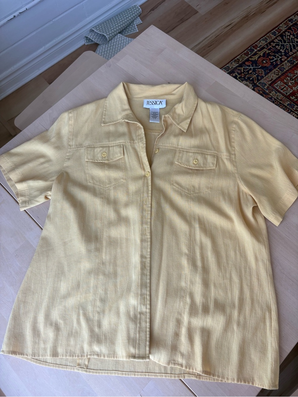 Jessica Yellow Short-Sleeve Button-Front Shirt